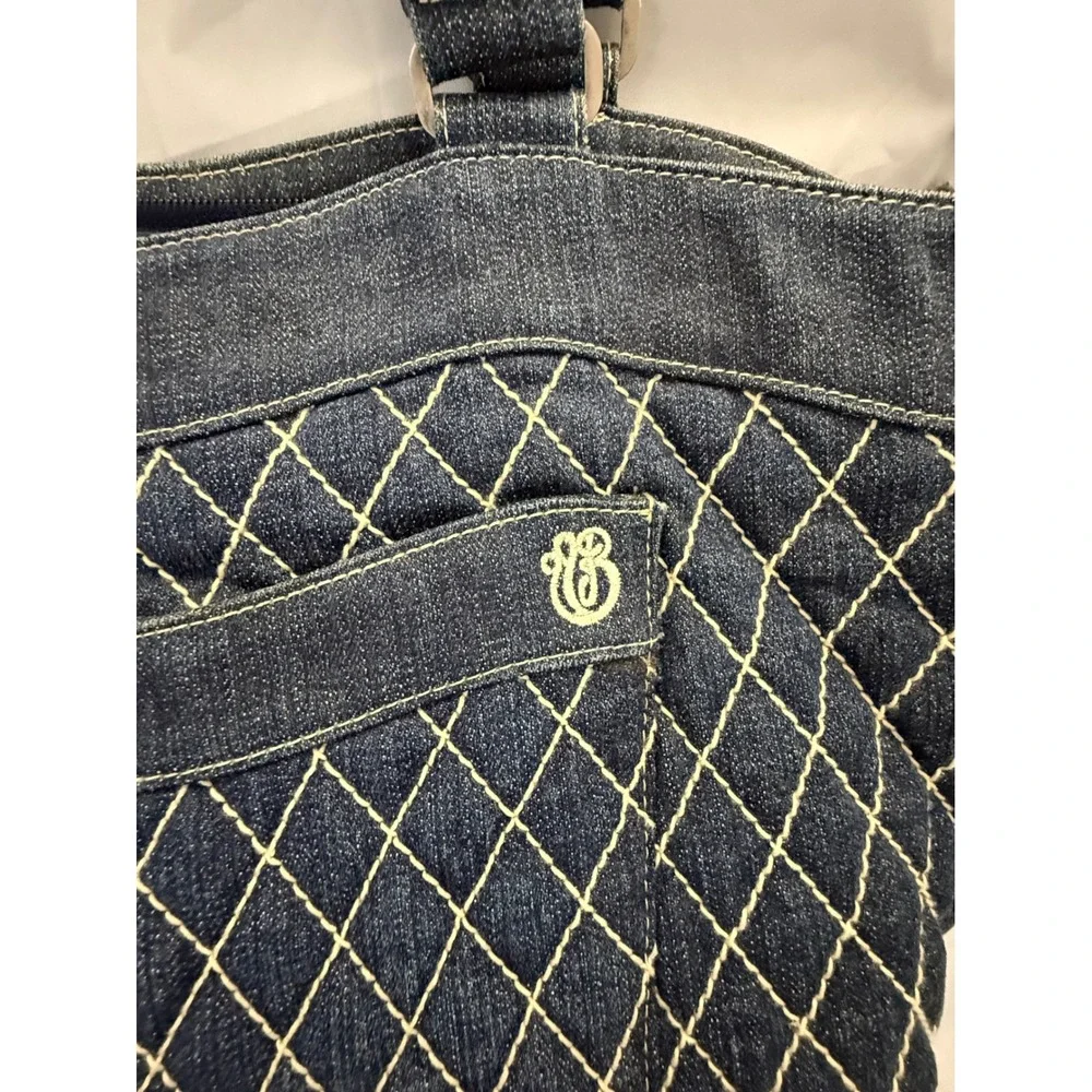 Vera Bradley Quilted Denim Tote Bag Purse Blue Paisley Lining With Coin Pouch